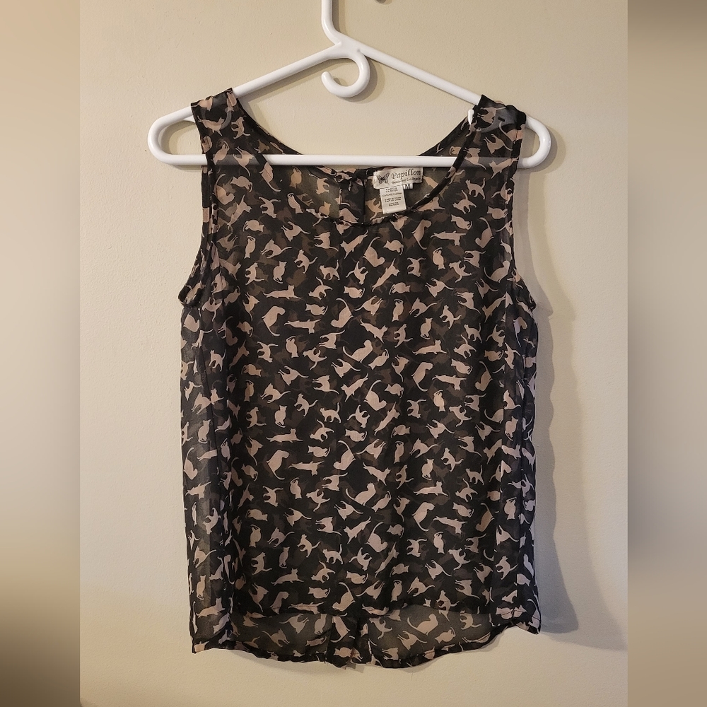 Sleeveless cat print top